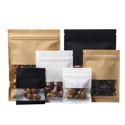 Black White Small Ziplock Packaging Bag Snack Nuts Beans Brown Kraft Paper