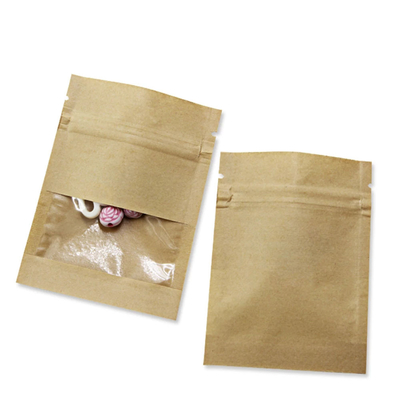 Snack Nuts Beans Small Packaging Bag Brown Kraft Paper k With Frosted Window