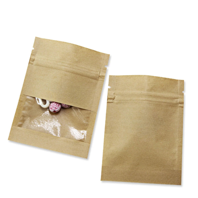 Snack Nuts Beans Small Packaging Bag Brown Kraft Paper Ziplock With Frosted Window