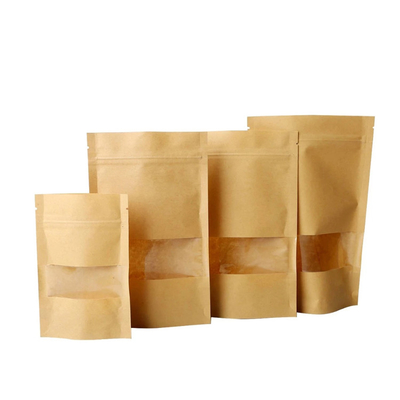 3.5" X 5.5" Stand Up Pouches Bags , Kraft Paper Bags With Window