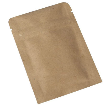 Tear Notch 80mic k Stand Up Pouch , W125mm Brown Kraft Paper Zipper Bag
