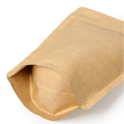 16oz Coffee Biodegradable Ziplock Paper Bag Stand Up Flat Bottom