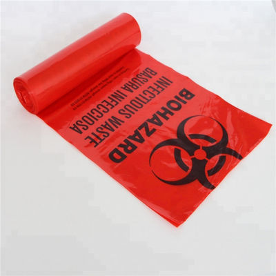 24 X 31in Plastic Red Biohazard Trash Bag Roll Nursing Home Use