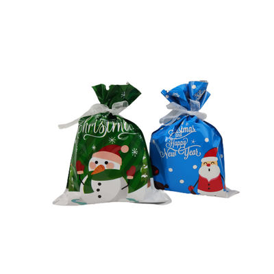 Chocolate PET / VMPET / PE Christmas Wrapping Bags With Drawstrings No Handle