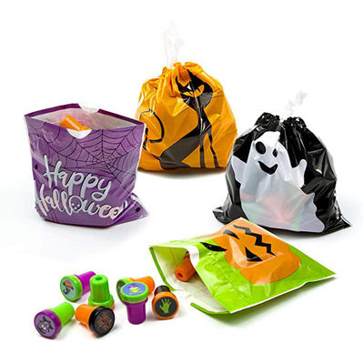 Kids Drawstring Produce Bags , LDPE 6*6inches Halloween Goody Bag