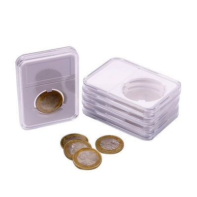 Hard Acrylic Coin Stand , 30mm 35mm Acrylic Coin Display Case