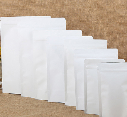 Aluminized White Ziplock Kraft Paper Bag Self Supporting Zipper Bag
