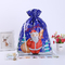 Birthday Party Christmas Holiday Santa Drawstring Candy Small Gift Wrapping Bags with Ribbon Tie