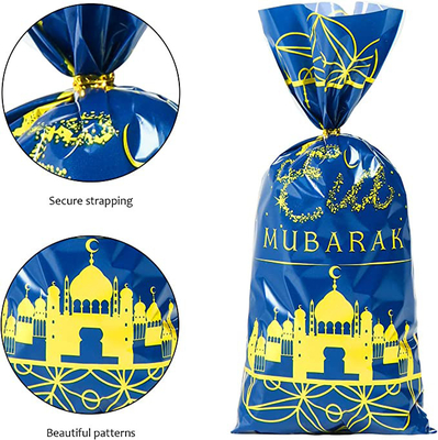 Waterproof Party Decorations Eid Mubarak Goodie Bags , Cellophane Candy Treat Bags