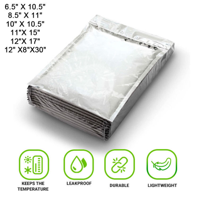 Silver Insulated Shipping Envelopes Metallic Insulated Foil Bag Self-Seal Closure Insulated Thermal Bags