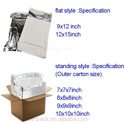 Silver Aluminum Foil Insulated Bags Ship Small Sized Temperature Sensitive Goods Insulated Metalized Envelopes for Cold